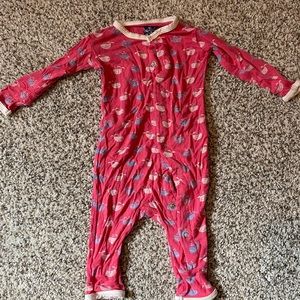 Kickee Pants pink whale bamboo footless pajamas